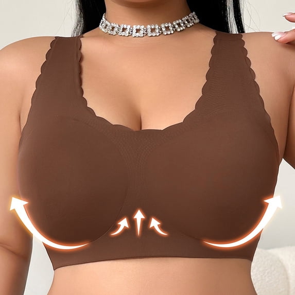 Xdegoge Seamless Bras for Women with Support and Lifting Push Up No Underwire Comfort Soft Bralettes Wirefree Full Coverage Criss Cross Pullover Bra