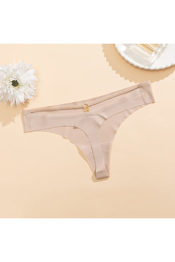 Seamless Thongs for Women Low Rise No Show Underwear with Strappy Ring Detail Soft Stretch Invisible Panties Athletic Yoga Lingerie Sports Bikini