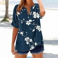 thumbnail image 1 of Xdegoge Short Sleeve Womens Tops Plus Size V Neck T Shirt Floral Printed Summer Tunic Tops Oversized Loose Fit Boho Blouses, 1 of 5