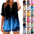 Short Sleeve Womens Tops Plus Size V Neck T Shirt Floral Printed Summer ...
