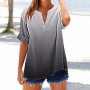 XDEGOGE Short Sleeve Womens Tops Plus Size V Neck T Shirt Floral Printed Summer Tunic Tops Oversized Loose Fit Boho Blouses