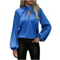 thumbnail image 1 of Xdegoge Silk Blouse for Women Long Sleeve Cross Collar Blouses Casual Dressy Office Top Elegant Satin Tops for Spring, Summer, 1 of 9
