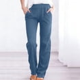 thumbnail image 1 of Xdegoge Slacks for Women Straight Fit Relaxed Elastic Waistband Chinos Lightweight Twill Feel Trousers Side Pockets Everyday Office Casual Workwear, 1 of 9