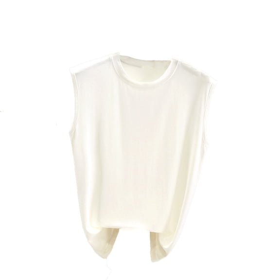 Xdegoge Sleeveless Back Split Tops for Women, Crew Neck Flowy Vest Layering Casual Look