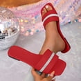 thumbnail image 1 of Xdegoge Slides Sandals Women Open Toe Rhinestone Single Band Flat Slides Square Toe Sparkly Crystal Slip On Slippers Casual Poolside Shoes, 1 of 8