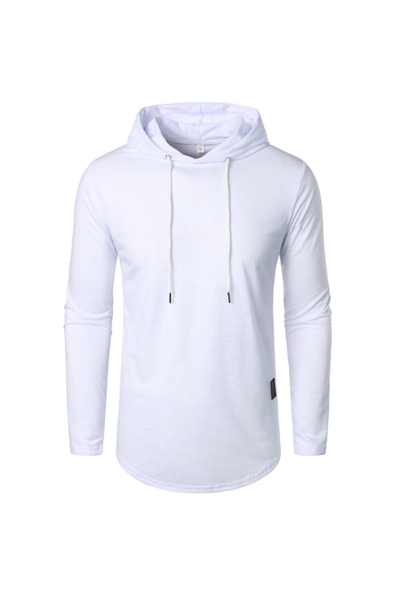 Slim Fit Hoodies for Men Long Sleeve Crewneck Sweatshirts Full Zip Hooded Sweatshirt Sudaderas Para Hombre White L