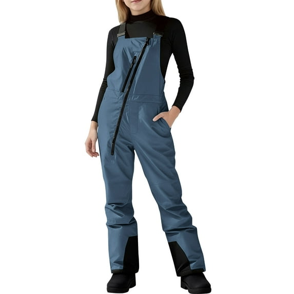Xdegoge Snow Pants Girls Boys Waterproof Winter Ski Bibs Overalls for Big Kids Adjustable Windproof Insulated Skiing Snowboarding Outdoor Sports Cold Weather Ski Pant 4 Years