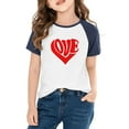 thumbnail image 1 of Xdegoge Soft Cotton Kids Raglan T-Shirt for Valentine's Day – Unisex Short Sleeve Tee Heart Pattern Toddler Girl Graphic Tees, 1 of 8