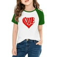 thumbnail image 1 of Xdegoge Soft Cotton Kids Raglan T-Shirt for Valentine's Day – Unisex Short Sleeve Tee Heart Pattern Toddler Girl Graphic Tees, 1 of 8