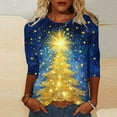 thumbnail image 1 of Xdegoge Sparkle Christmas Tops for Women 3/4 Sleeve Xmas Tree Print Crew Neck T Shirt Dressy Casual Holiday Blouses Tunic Funny Family Party Tee Shirts, 1 of 5