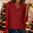 thumbnail image 1 of Xdegoge Sparkly Tops for Women Going Out Party Shirts V Neck Long Sleeve Glitter Sequin Blouses Dressy Casual Holiday Cocktail Outfits, 1 of 9
