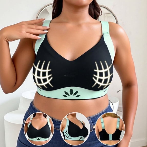 Xdegoge Sports Bras for Women Plus Size Full Coverage High Support Bra Seamless Liftup Athletic Brassiere Daily Cozy Adjustable Straps Underwear for Yoga, Running