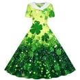 thumbnail image 1 of Xdegoge St. Patrick's Day Girls Dresses A Line Clover Print Vintage Dress with Collar and Short Sleeves Irish Holiday Gown, 1 of 6