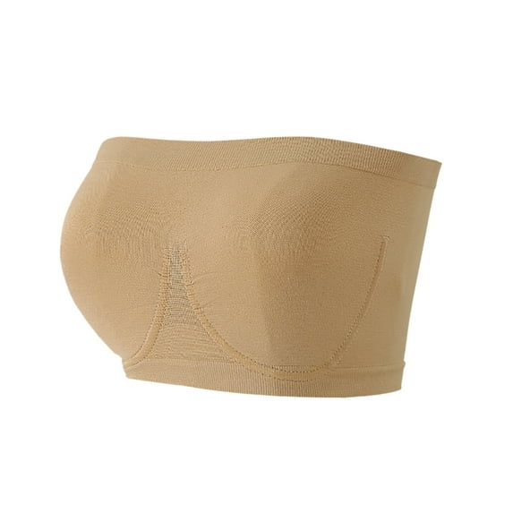 Xdegoge Strapless Bandeau Bras for Women Plus Size Unpadded Seamless Wireless Stretchy Bra No Underwire Full Coverage Smoothing Comfortable Summer Bras
