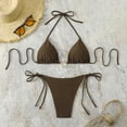 thumbnail image 1 of Xdegoge String Bikini for Women Two Piece Halter Triangle Top Tie Side Bottom Heart Ring Detail High Cut Bathing Suits Summer Vacation Pool Party, 1 of 6