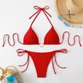 thumbnail image 1 of Xdegoge String Bikini for Women Two Piece Halter Triangle Top Tie Side Bottom Heart Ring Detail High Cut Bathing Suits Summer Vacation Pool Party, 1 of 6