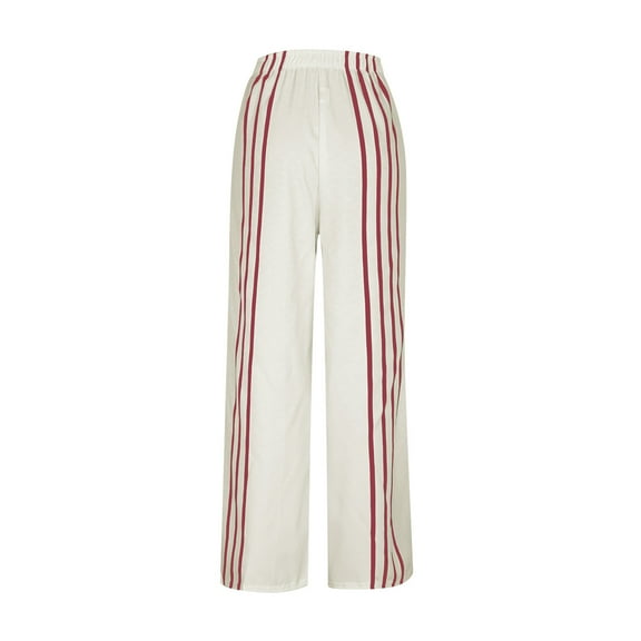 Xdegoge Striped Linen Sets for Women 2 Piece Vacation Lounge Outfits Oversized 3/4 Sleeve Pullover Tops Baggy Crewneck Shirt High Waisted Loose Wide Leg Pants Travel Fashion Loungewear