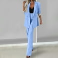 thumbnail image 1 of Xdegoge Suit 2 Piece for Women Business Casaul Outfits Oversized Long Sleeve Lapel Striped Cuff Blazer Jacket High Waist Pleated Dress Pants Wide Leg Trousers Trendy formal Pantsuits Sets Officewear, 1 of 9