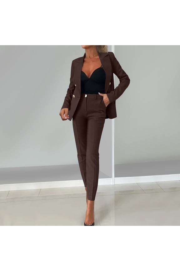 Suit Sets for Women 2 Piece Business Casaul Outfits Long Sleeve Lapel Open Front Blazer Jacket High Waisted Dress Pants with Pockets 2025 Trendy formal Matching Workwear Fit Office Work
