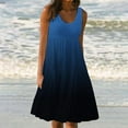thumbnail image 1 of Xdegoge Summer Dresses for Women Flowy Loose Fit Sleeveless Scoop Neck Tank Dresses Tiered Ruffle Casual Dress Ombre Color Block Beach Vacation, 1 of 7
