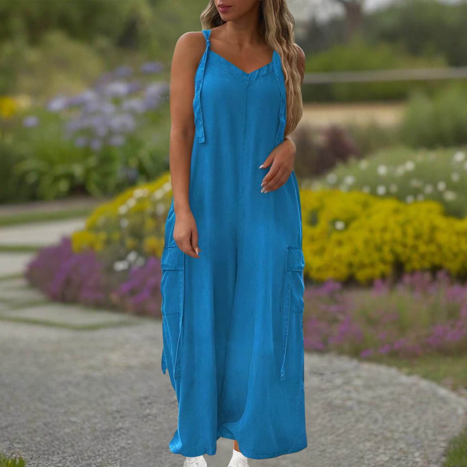 Summer Women Jumpsuit Romper Sexy Strap V Neck Sleeveless Floral Print Bodycon Overalls