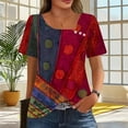 thumbnail image 1 of Xdegoge Summer Tops for Women Under 10 Plus Size Tees Short Sleeve V Neck T Shirt Fashion Gradient Printed Summer Tunic Tops Loose Fit Casual Blouses Past Orders Tracking My Recent Order, 1 of 7