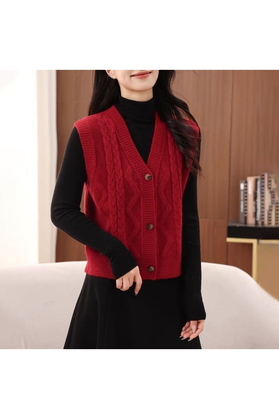 Sweater Vest for Women V Neck Sleeveless Button Down Cardigan Open Front Waistcoat Cute Ribbed Knit Dressy Casual Petite Sweaters Fashion Clothes