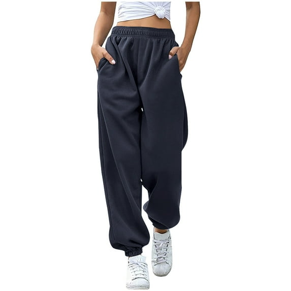 Xdegoge Sweatpants Women Petite Baggy Cuffed Loose Yoga Pants with Pockets Casual High Waisted Athletic Sport Pants Fashion Lounge Joggers Workout Active Cinch Bottom Trousers Pants Pantalones XXL