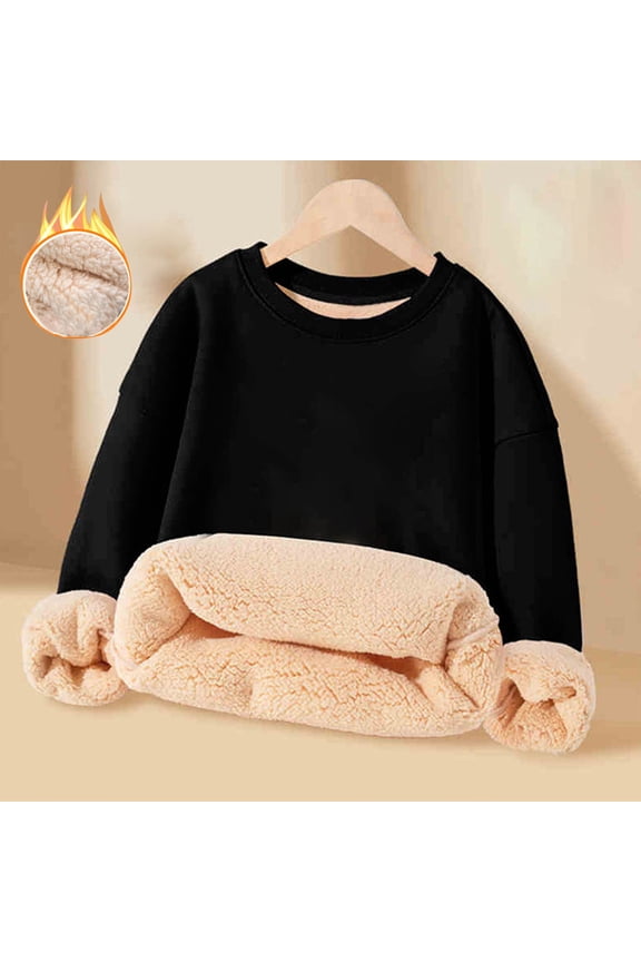 Sweatshirts for Girl Trendy Plus Size Warm Fleece Sherpa Lined Crewneck Pullover Sweater Tops Fall Winter Long Sleeve Sweatshirt Tops Casual Preppy Shirts Clothes Sudadera 9-10 Years