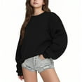 thumbnail image 1 of Xdegoge Sweatshirts for Girls Crew Neck Long Sleeve Textured Pullover Tops Casual Oversized Comfort Workout Shirts 2025 Fall Winter Kids Clothes 4-15 Years, 1 of 5