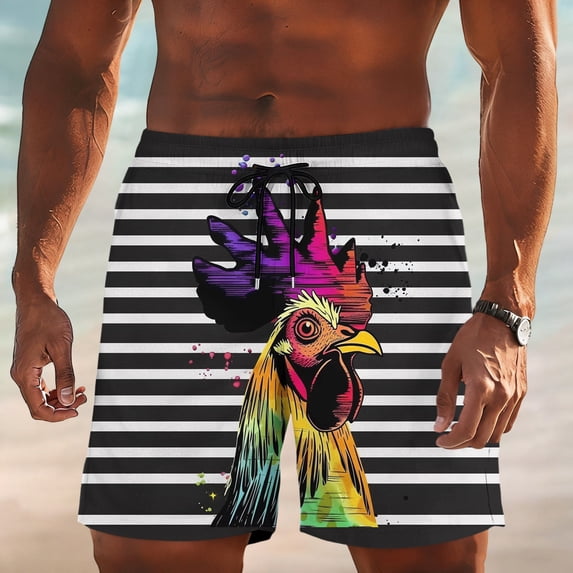 Xdegoge Swim Shorts Men Plus Size Funny Prints Swimming Trunks Elastic Drawstring Waisted Short Pants Hawaiian Beach Holiday Bathing Suits Beer Festival Wear With Pockets