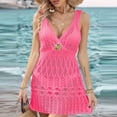 thumbnail image 1 of Xdegoge Swimsuit Cover Ups for Women V Neck Sleeveless Lace Crochet Beach Dress Stretchy Floral Mesh Keyhole Detail Charming Flattering Bathing Suit Coverups, 1 of 5