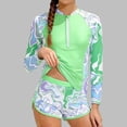 thumbnail image 1 of Xdegoge Swimsuits for Teen Girls Half Zip High Neck Boyshorts Two Piece Rash Guards Stretchy Abstract Print Modest Sun Protection Surfing Water Sports, 1 of 6