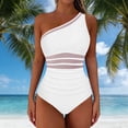 thumbnail image 1 of Xdegoge Swimsuits for Women One Shoulder Asymmetrical Neck One Piece Bathing Suits Smooth Mesh Panel Ruched Flattering Slimming Tummy Control Pool Party, 1 of 9