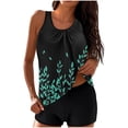 thumbnail image 1 of Xdegoge Swimsuits for Women Scoop Neck Boyshorts Tankini Sets Two Piece Bathing Suits Smooth Ditsy Floral Print Ruched Tummy Control Modest Summer Resort, 1 of 5
