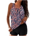 thumbnail image 1 of Xdegoge Swimsuits for Women Scoop Neck Boyshorts Tankini Sets Two Piece Bathing Suits Smooth Ditsy Floral Print Ruched Tummy Control Modest Summer Resort, 1 of 5