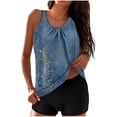 thumbnail image 1 of Xdegoge Swimsuits for Women Scoop Neck Boyshorts Tankini Sets Two Piece Bathing Suits Smooth Ditsy Floral Print Ruched Tummy Control Modest Summer Resort, 1 of 5