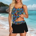 thumbnail image 1 of Xdegoge Swimsuits for Women Scoop Neck Skirted Tankini Sets Two Piece Bathing Suits Smooth Tropical Floral Print Slit Detail Tummy Control Modest Beachwear, 1 of 5