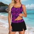 thumbnail image 1 of Xdegoge Swimsuits for Women Scoop Neck Skirted Tankini Sets Two Piece Bathing Suits Smooth Tropical Floral Print Slit Detail Tummy Control Modest Beachwear, 1 of 5
