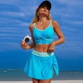 thumbnail image 1 of Xdegoge Swimsuits for Women V Neck Ruched Tie High Waisted Skirted Two Piece Tankini Sets Smooth Color Block Trim Tummy Control Modest Summer Vacation, 1 of 5
