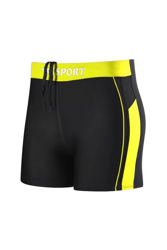 Swimsuits for Men Boxer Briefs Drawstring Waist Swim Trunks Smooth Color Block Side Panel Flattering Surfing Beachwear