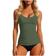 thumbnail image 1 of Xdegoge Swimsuits for Women Scoop Neck Mid Rise Tankini Sets Smooth Solid Push Up Flattering Two Piece Bathing Suits Modest Swimwear Spa Vacation, 1 of 6