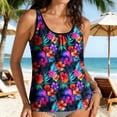 thumbnail image 1 of Xdegoge Swimsuits for Women Scoop Neck Tummy Control Tankini Tops Smooth Leopard Animal Print Modest Pool Party, 1 of 8