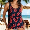 thumbnail image 1 of Xdegoge Swimsuits for Women Scoop Neck Tummy Control Tankini Tops Smooth Tropical Floral Print Modest Beachwear, 1 of 8