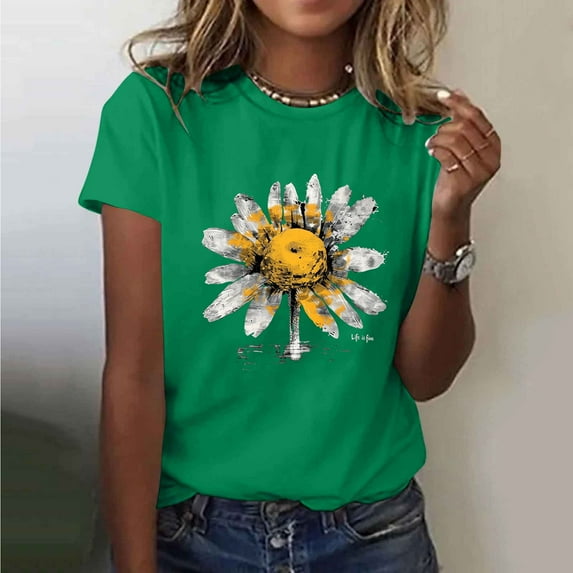Xdegoge T Shirts for Women Graphic Under 10 Short Sleeve Crewneck Shirts Floral Summer Casual Tops Tunic Loose Fit Tees Soft Comfy Blouses Previous Orders Online That I Ordered