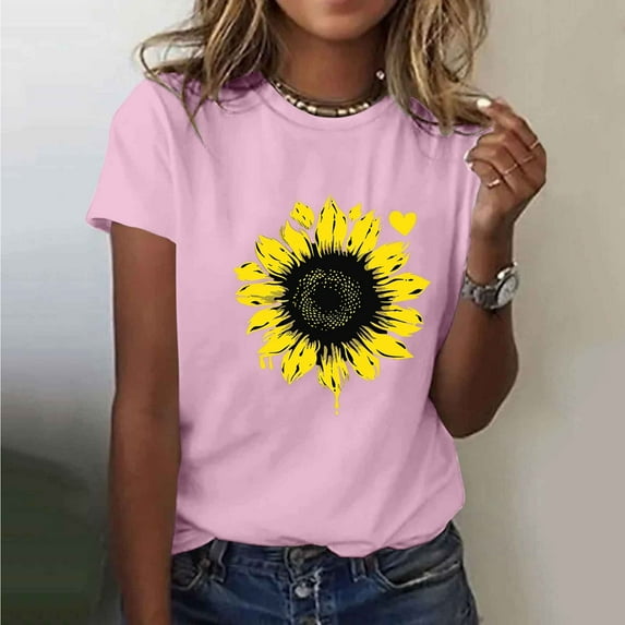Xdegoge T Shirts for Women Graphic Under 10 Short Sleeve Crewneck Shirts Floral Summer Casual Tops Tunic Loose Fit Tees Soft Comfy Blouses Previous Orders History Saved for Later