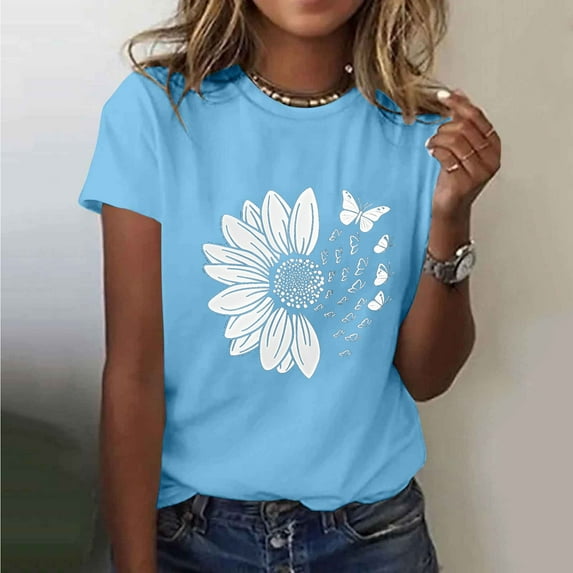 Xdegoge T Shirts for Women Graphic Under 10 Short Sleeve Crewneck Shirts Floral Summer Casual Tops Tunic Loose Fit Tees Soft Comfy Blouses Returns and Refunds Past Purchases