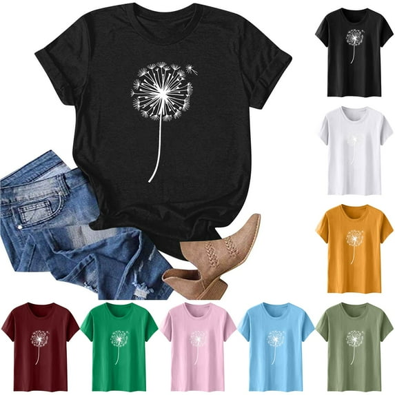 Xdegoge T Shirts for Women Graphic Under 10 Short Sleeve Crewneck Shirts Floral Summer Casual Tops Tunic Loose Fit Tees Soft Comfy Blouses Women My Last Order From
