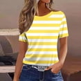 thumbnail image 1 of Xdegoge T Shirts for Women Short Sleeve Crewneck Casual Classic Everyday Look Loose Fit Wide Horizontal Striped Pattern Basic Soft Comfortable Breathable Summer Spring Tops, 1 of 4