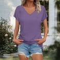 thumbnail image 1 of Xdegoge T Shirts for Women V Neck Short Sleeve Summer Tops Loose Fit Tunic Tops Dressy Casual Blouses Split Fashion Y2K Tshirts Online Order History Todays Order for Delivery From, 1 of 7